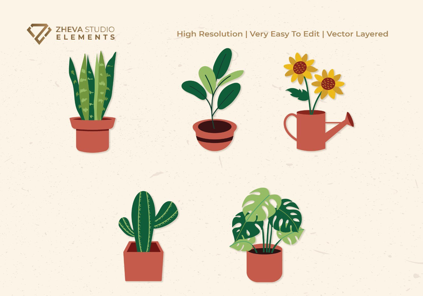 Premium Collection of Indoor Potted Plants Vector Illustration – 10 EPS & PNG Files