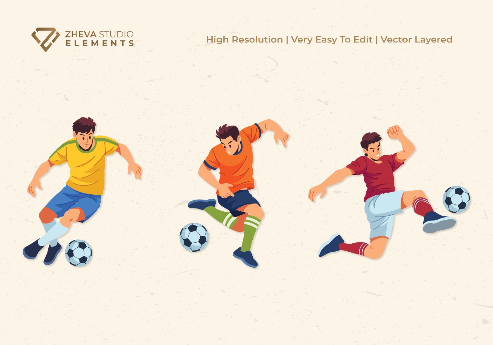 Premium Soccer Characters Vector Illustration – 6 EPS & PNG Files