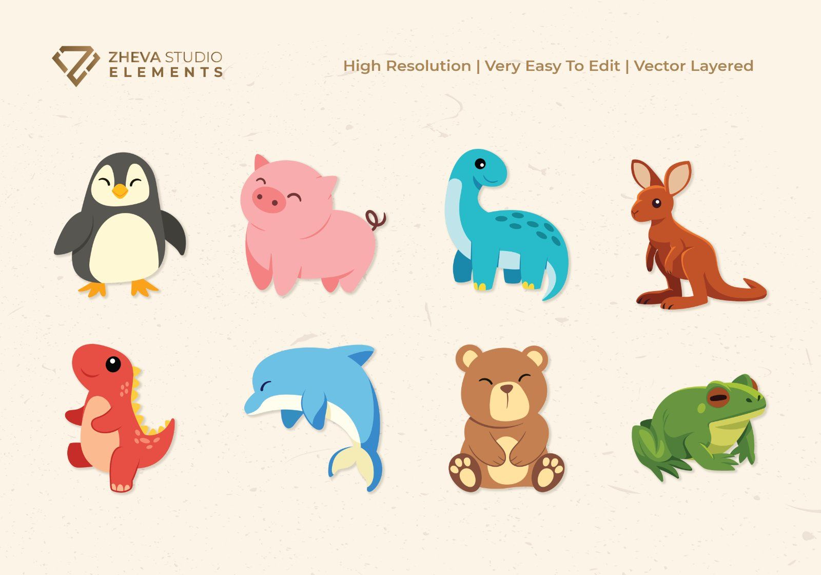 Premium Playful Animal Clipart Pack Vector Illustration – 16 EPS & PNG Files