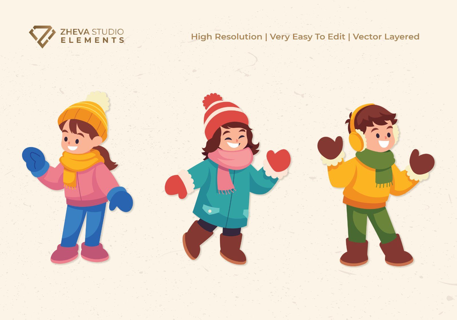 Premium Winter Outfit Children Vector Illustration – 6 EPS & PNG Files