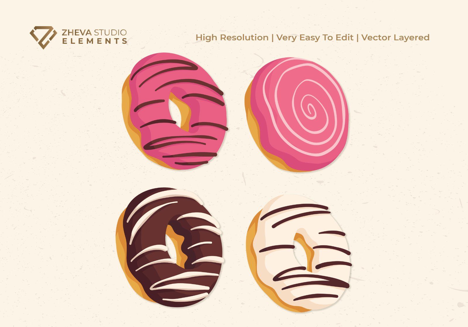Premium Sweet Donuts Vector Illustration – 9 EPS & PNG Files