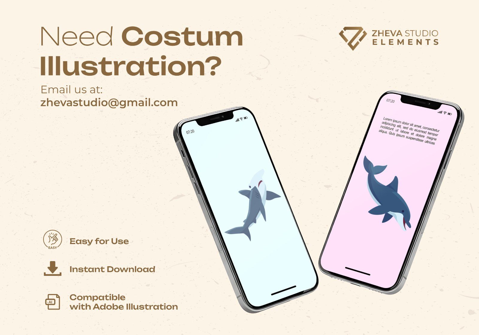 Premium Ocean Mammals and Sea Creatures Vector Illustration – 6 EPS & PNG Files