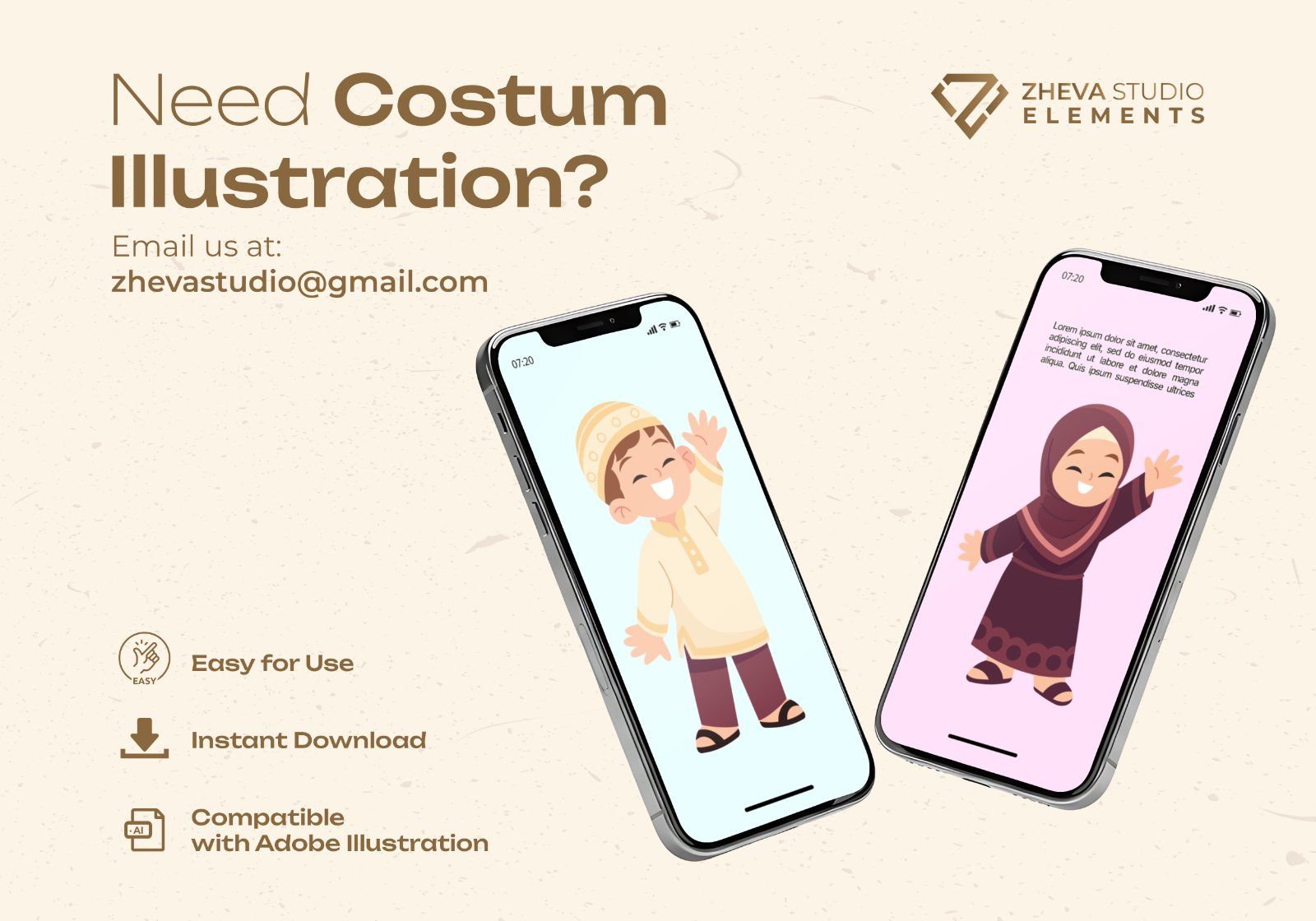 Premium Muslim Kids Vector Illustration – 6 EPS & PNG Files