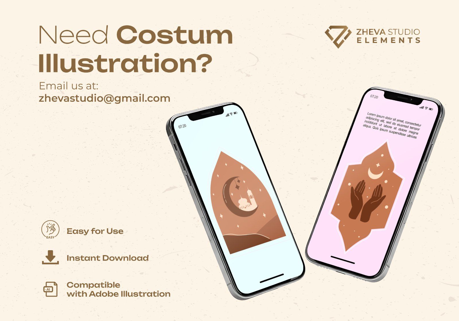 Premium Minimalist Ornament Islamic Vector Illustration – 10 EPS & PNG Files