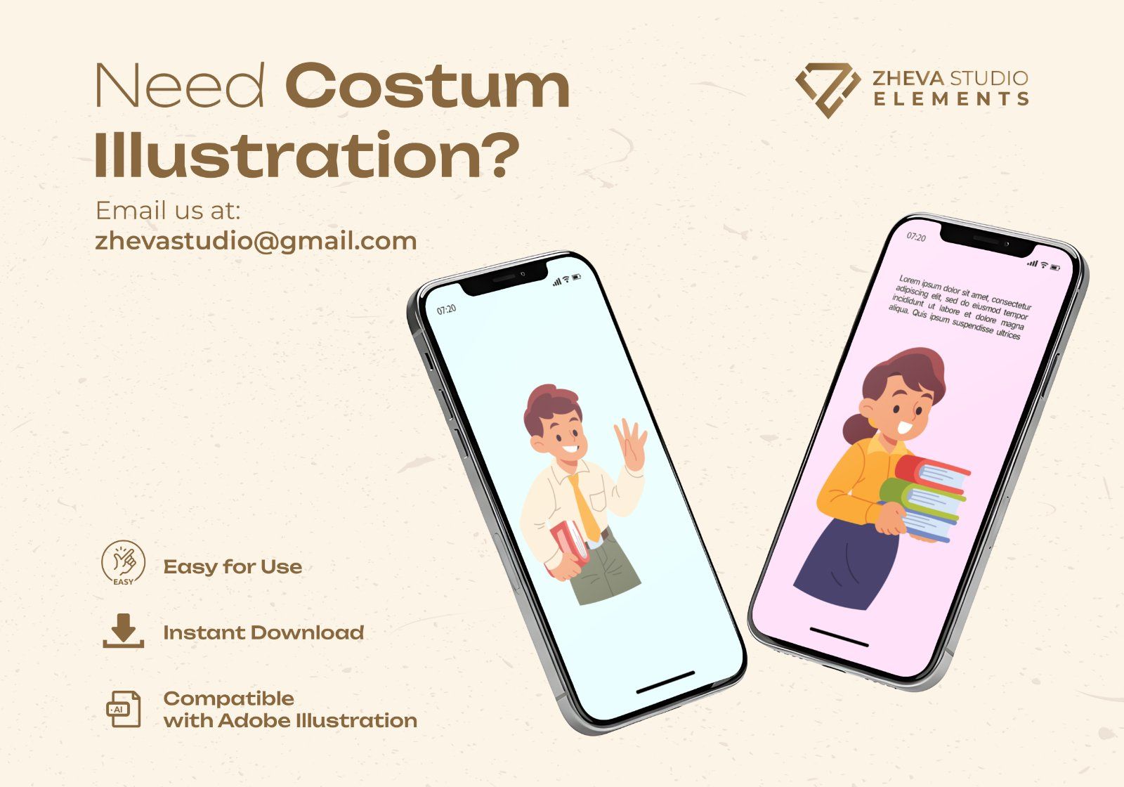 Premium Educator and Professional Characters Vector Illustration – 6 EPS & PNG Files