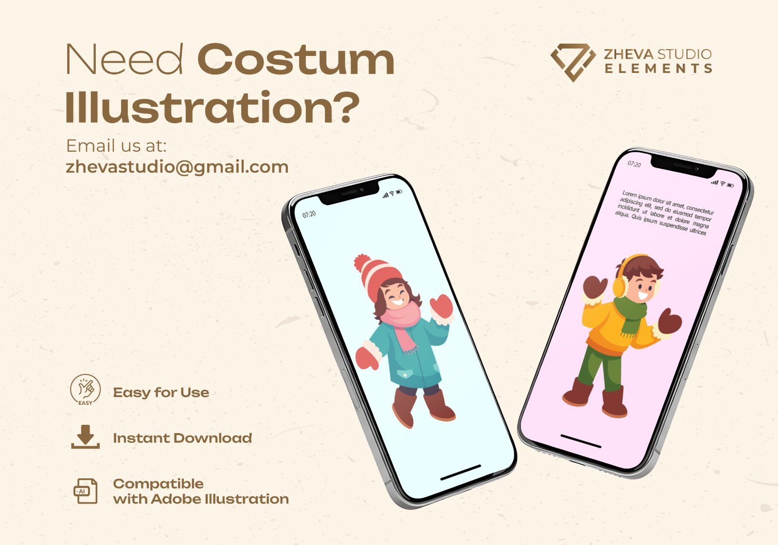 Premium Winter Outfit Children Vector Illustration – 6 EPS & PNG Files