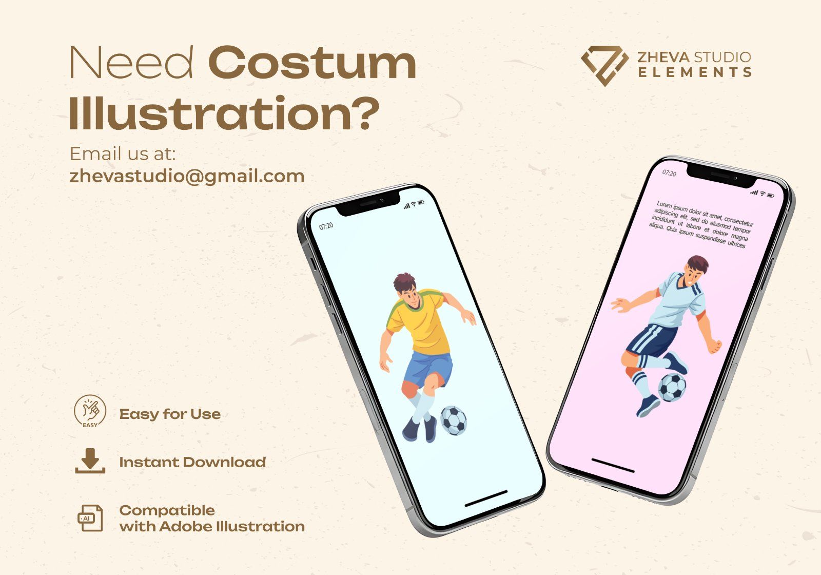 Premium Soccer Characters Vector Illustration – 6 EPS & PNG Files