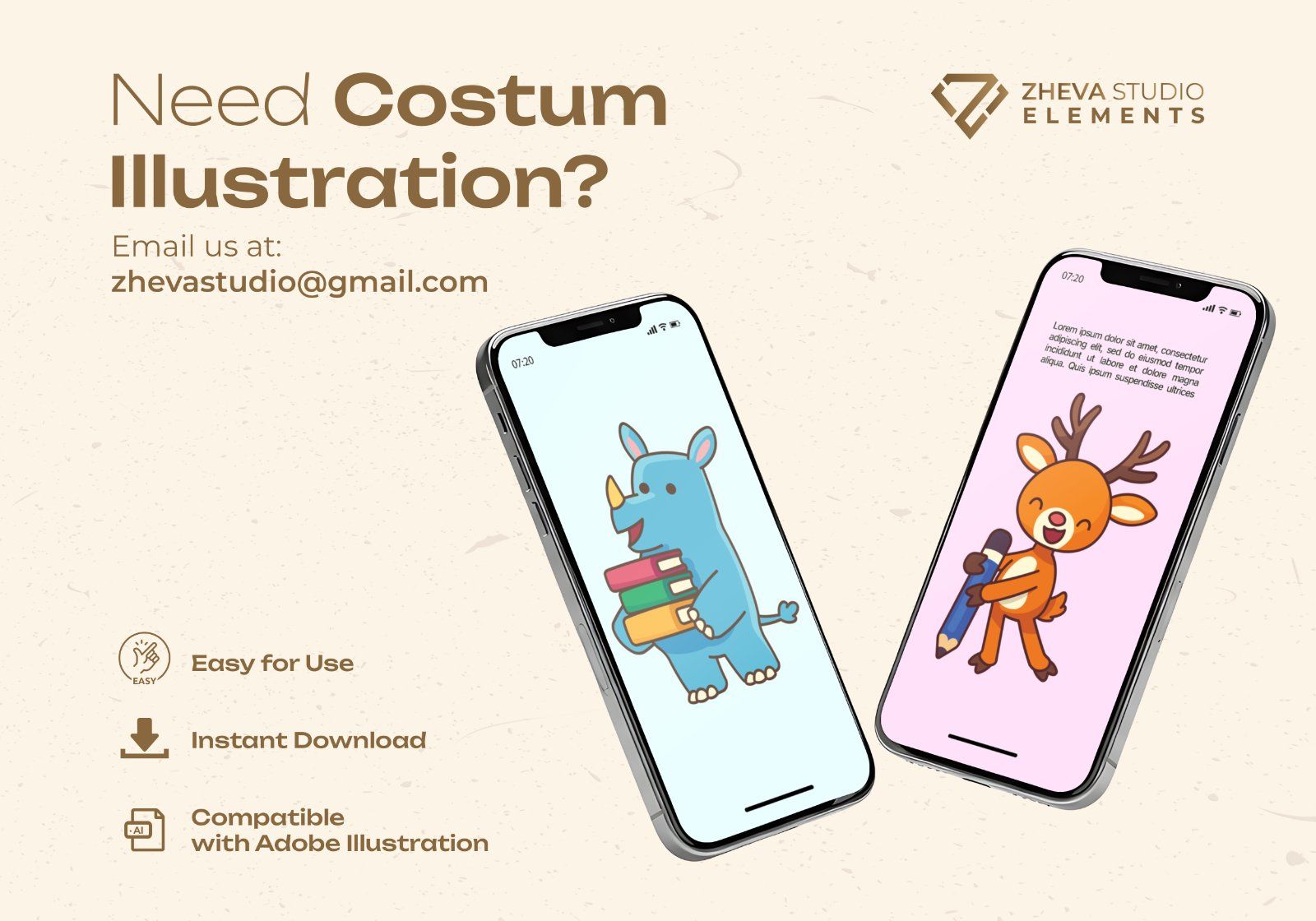 Premium Study Animal Vector Illustration – 6 EPS & PNG Files $5.90
