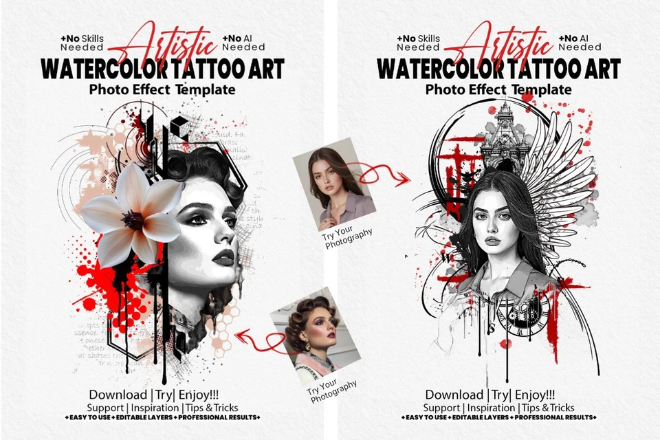 Artistic Watercolor Tattoo Art