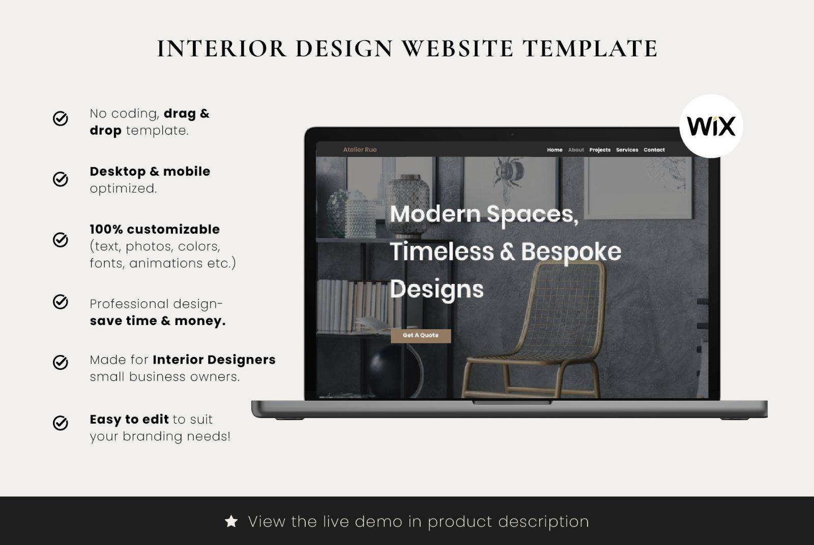 Wix Interior Design Portfolio Website