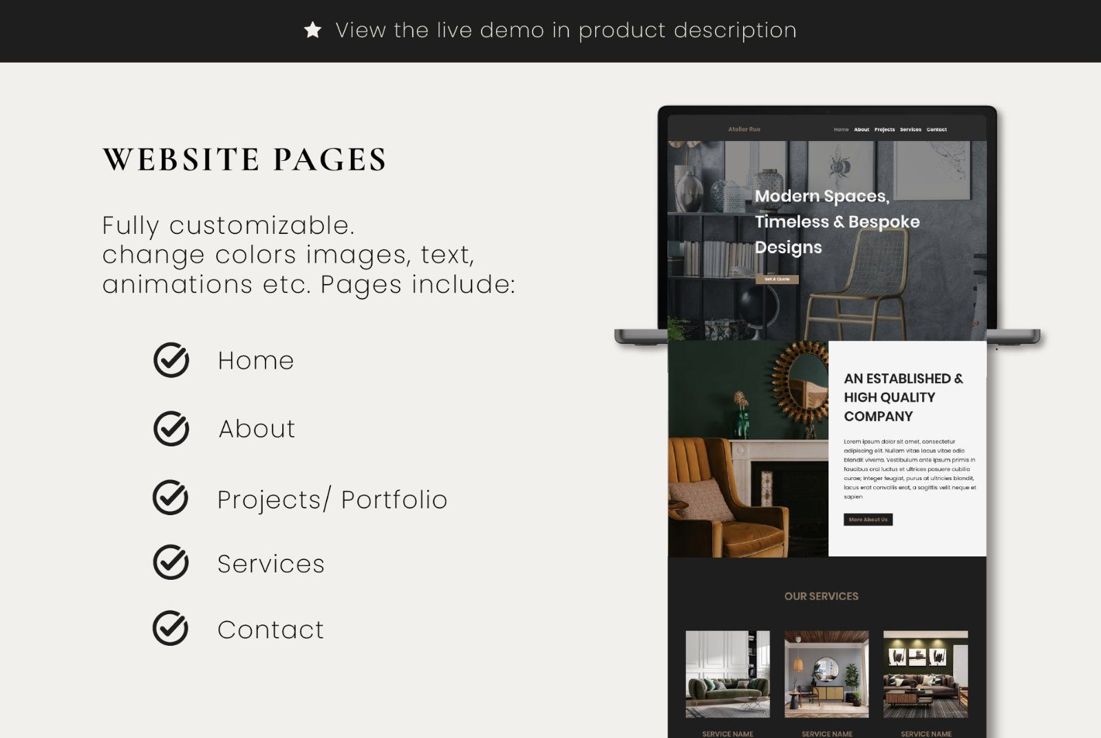 Wix Interior Design Portfolio Website
