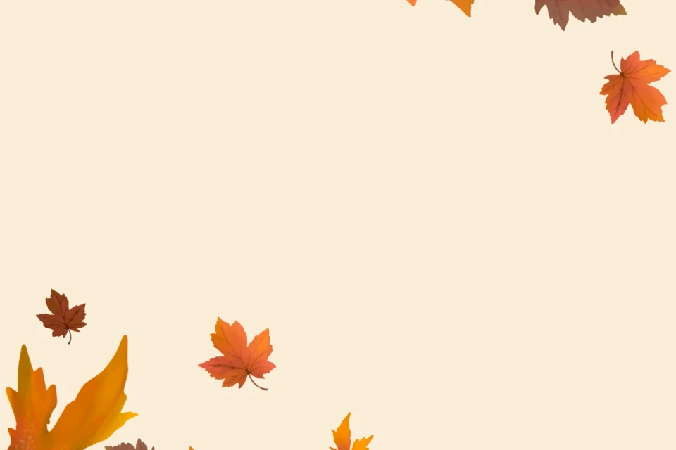 Autumn Leaves Border Design with Beige Background