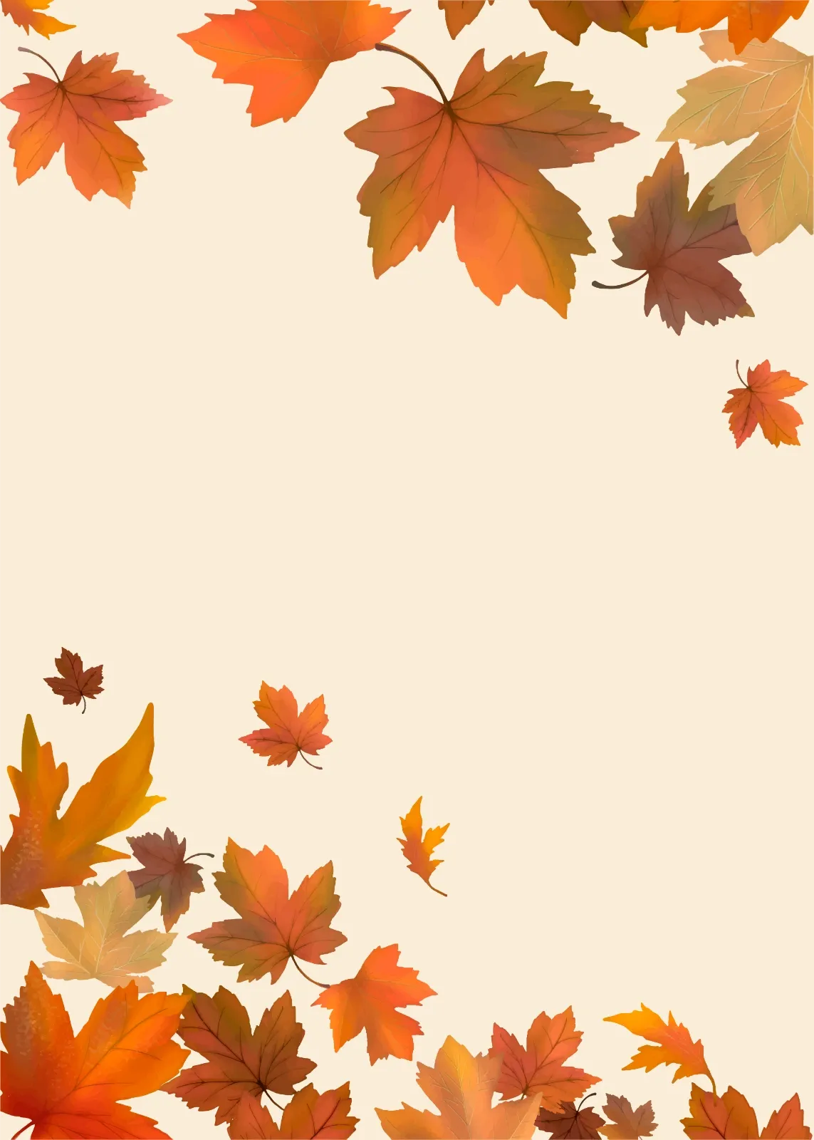 Autumn Leaves Border Design with Beige Background — image 1
