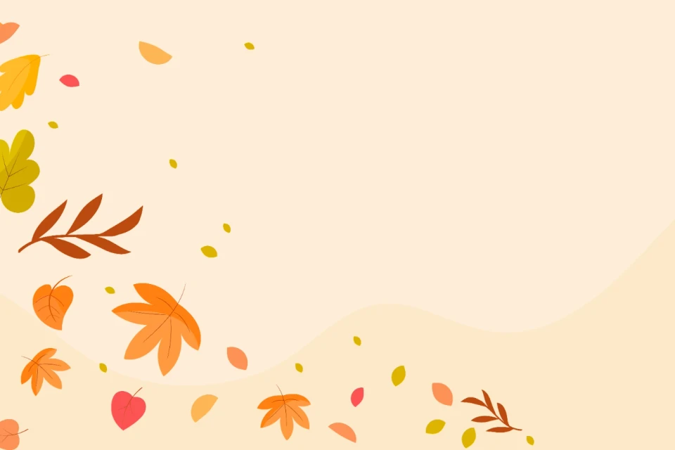Autumn Leaves Wavy Background with Beige ToneAutumn Leaves Wavy Background with Beige Tone