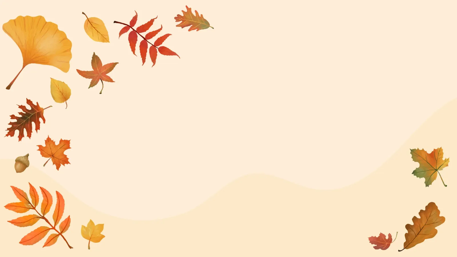 Autumn or Fall Leaves and Acorn Border with Beige Background — image 1