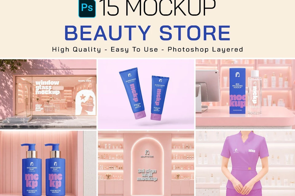 Premium Branding Beauty Care Cosmetic Store Mockup