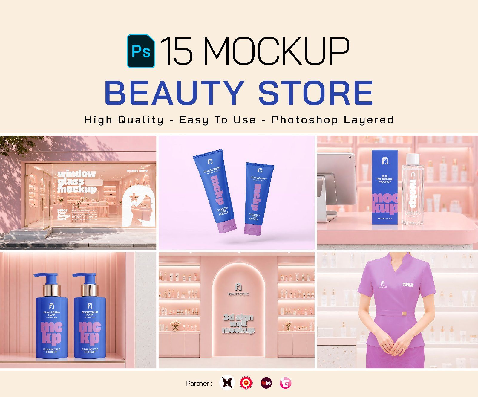 Premium Branding Beauty Care Cosmetic Store Mockup