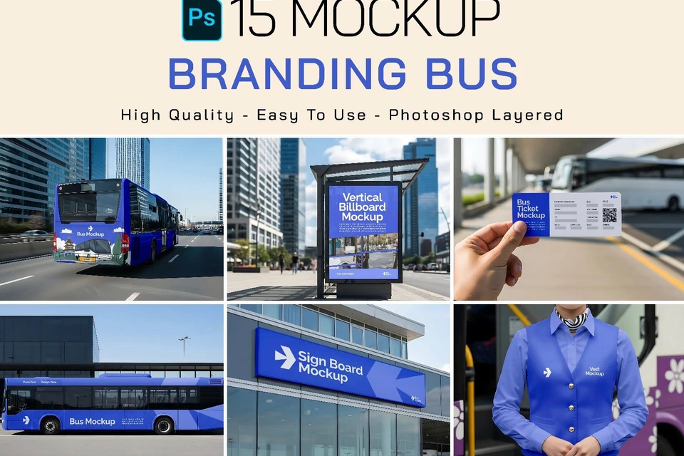 Premium Branding Bus Transportation Mockup