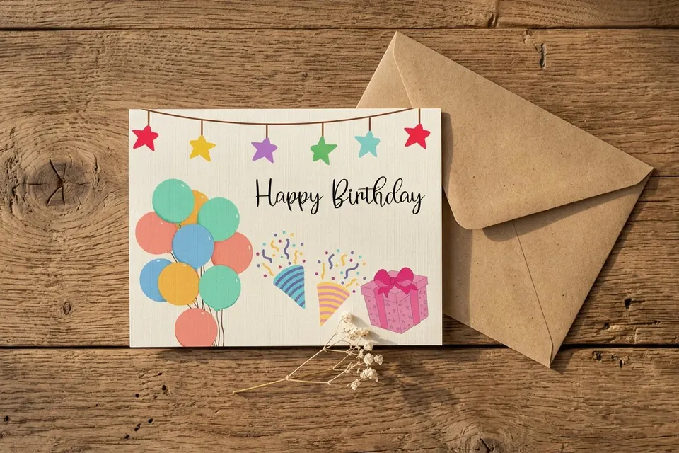 Happy Birthday Card Template – Printable Digital Download
