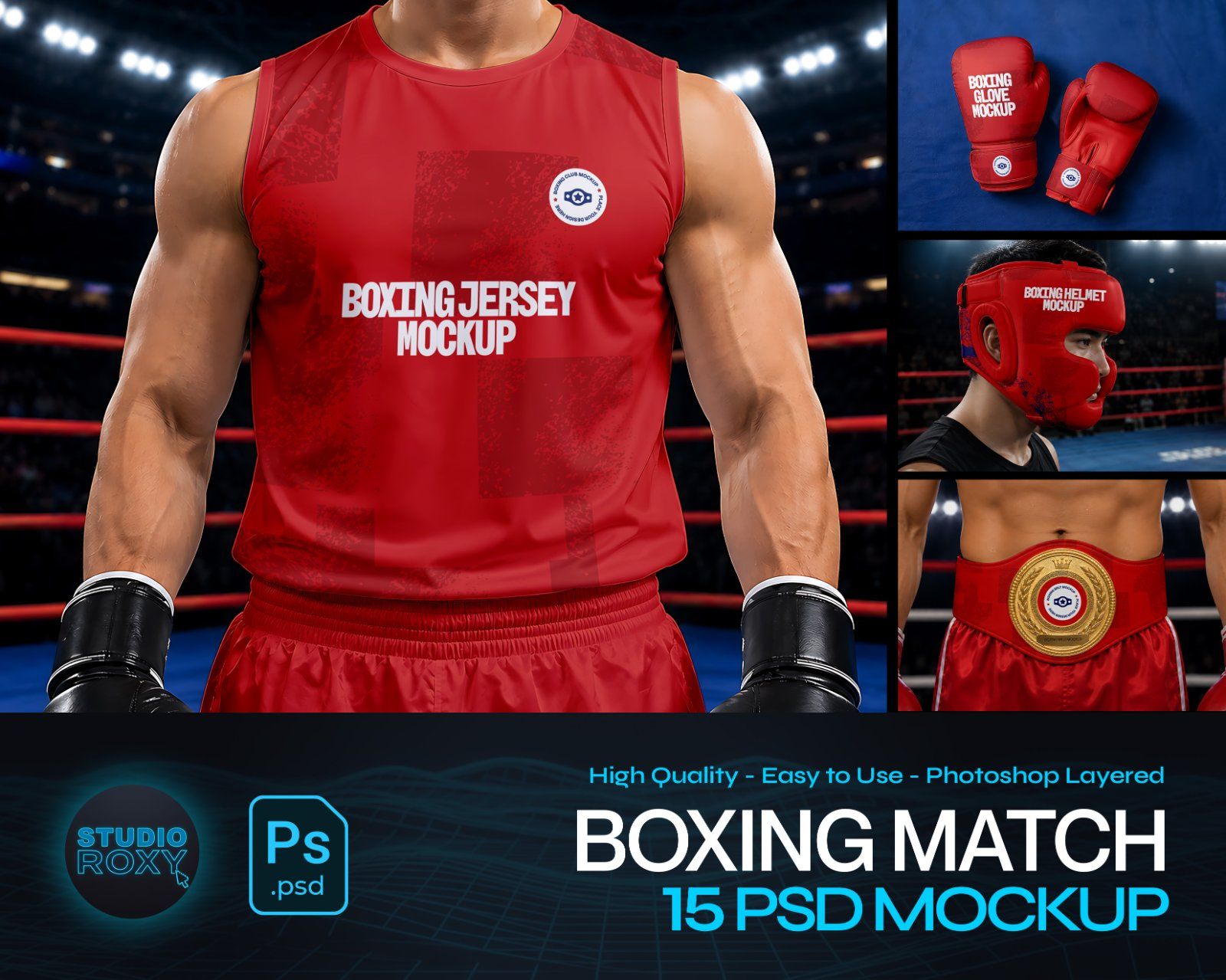 Ultimate Boxing Match Branding Mockup Bundle – 15 Premium PSD Scenes for Combat Sports & Athletic Id