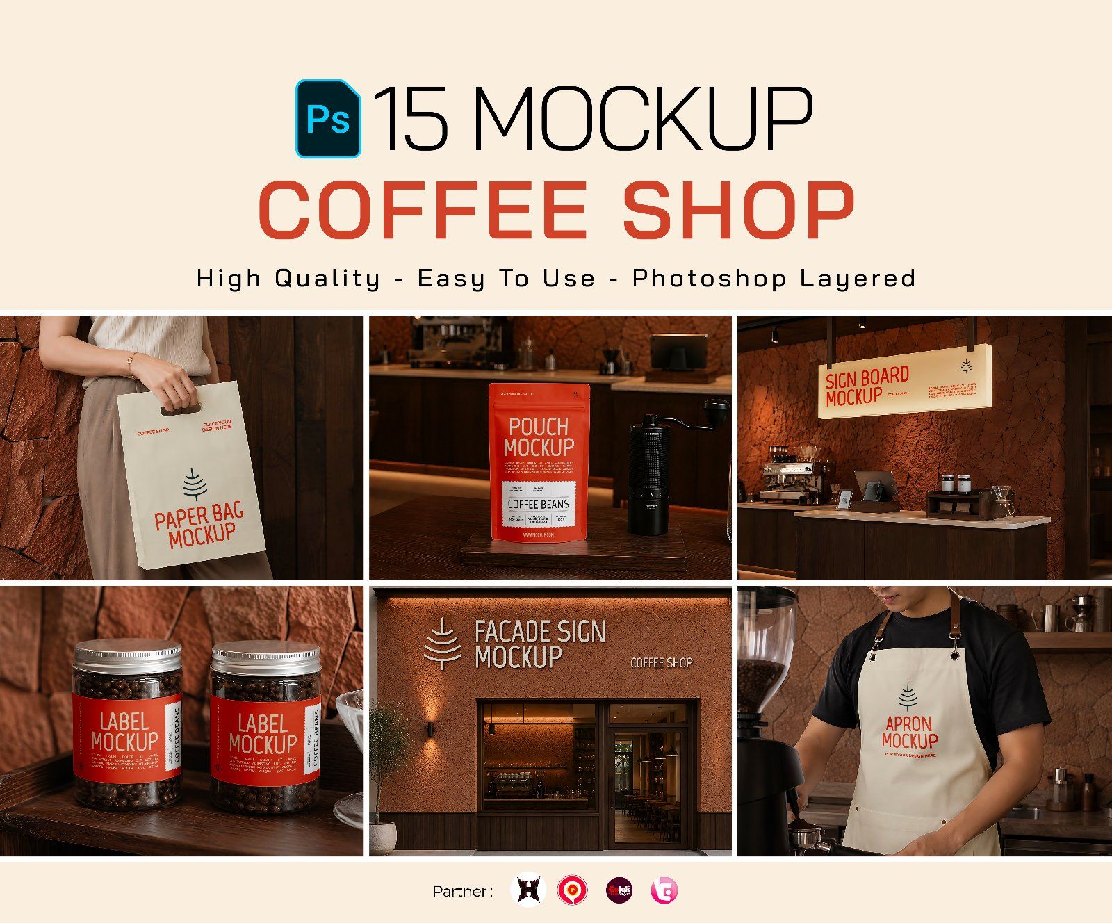 Premium Branding Bean Coffee Shop Mockup — image 1