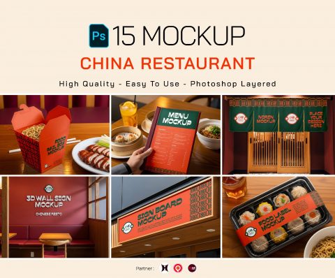 Premium Branding Orange China Restaurant Mockup