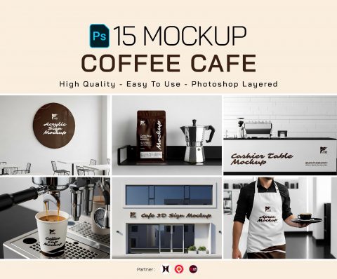 Premium Branding Brown Coffee Cafe Mockup