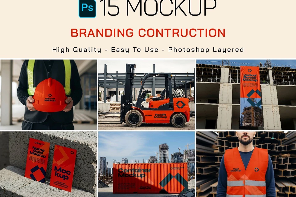 Premium Branding Red Construction Mockup