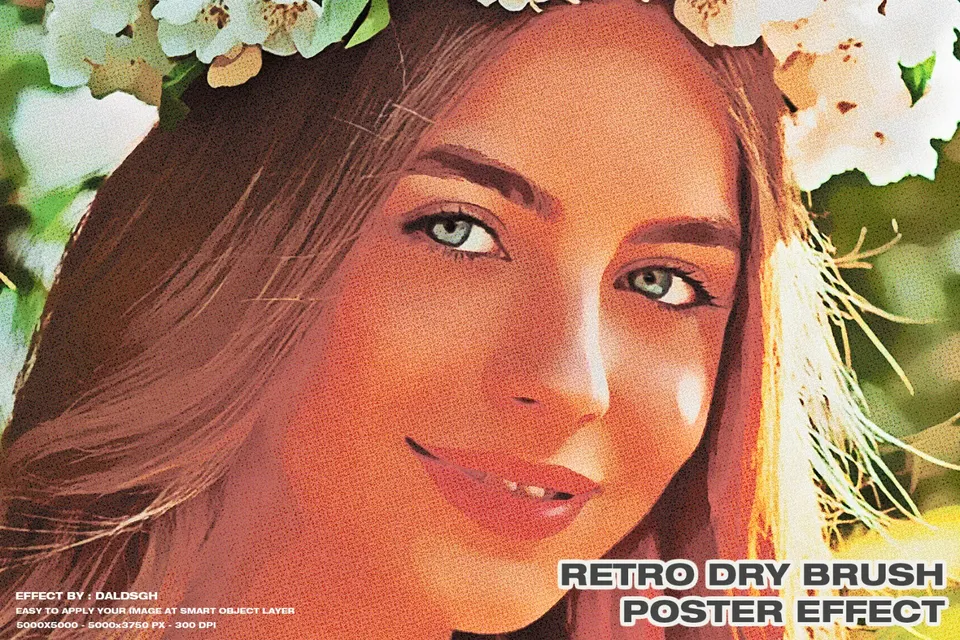 Retro Dry Brush Poster Effect