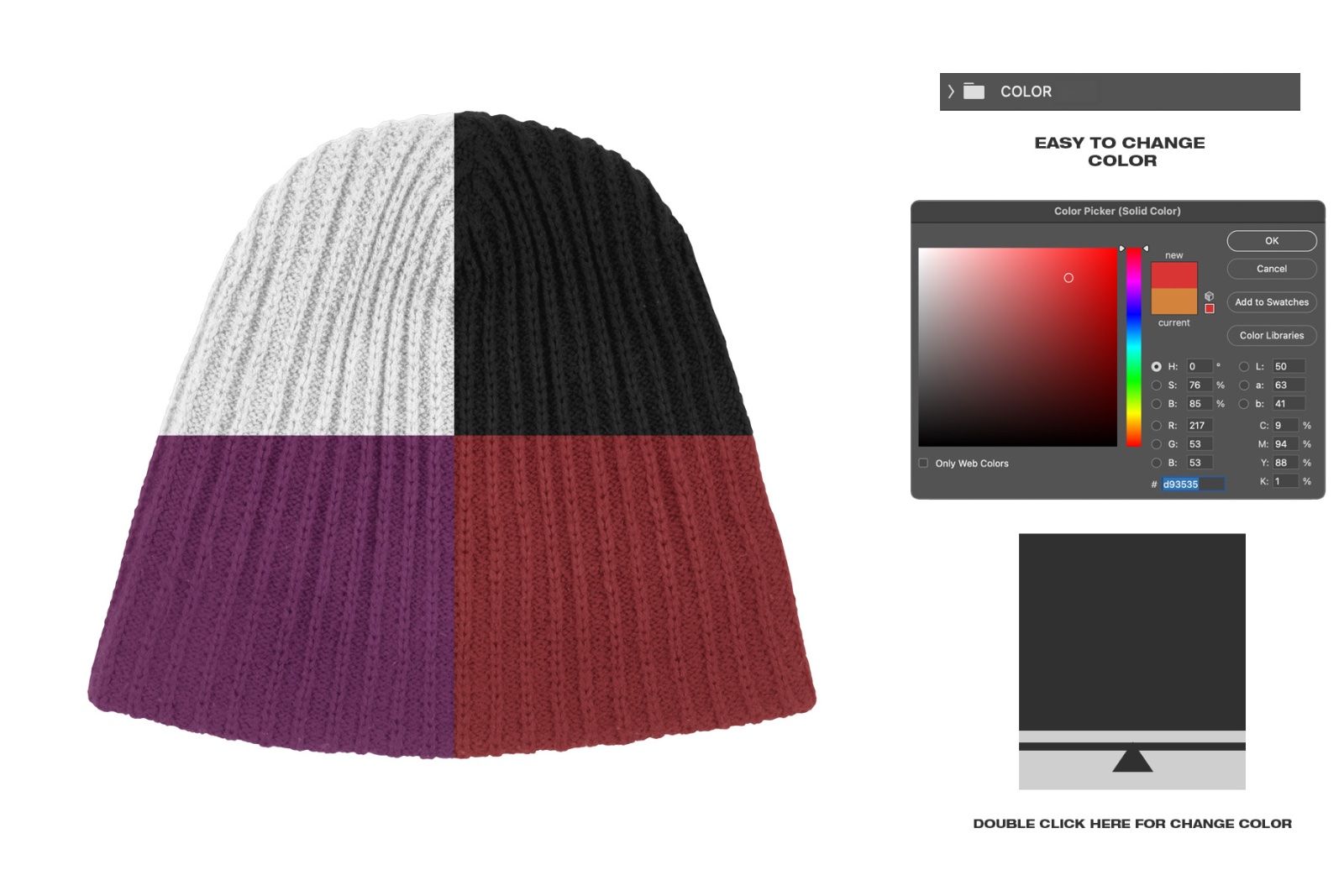 Ribbed Knitted Beanie - Mockup