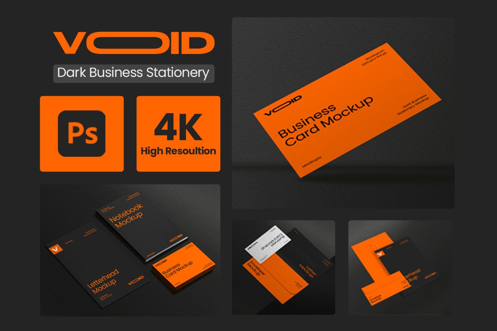 VOID Dark Stationery Mockup Bundle