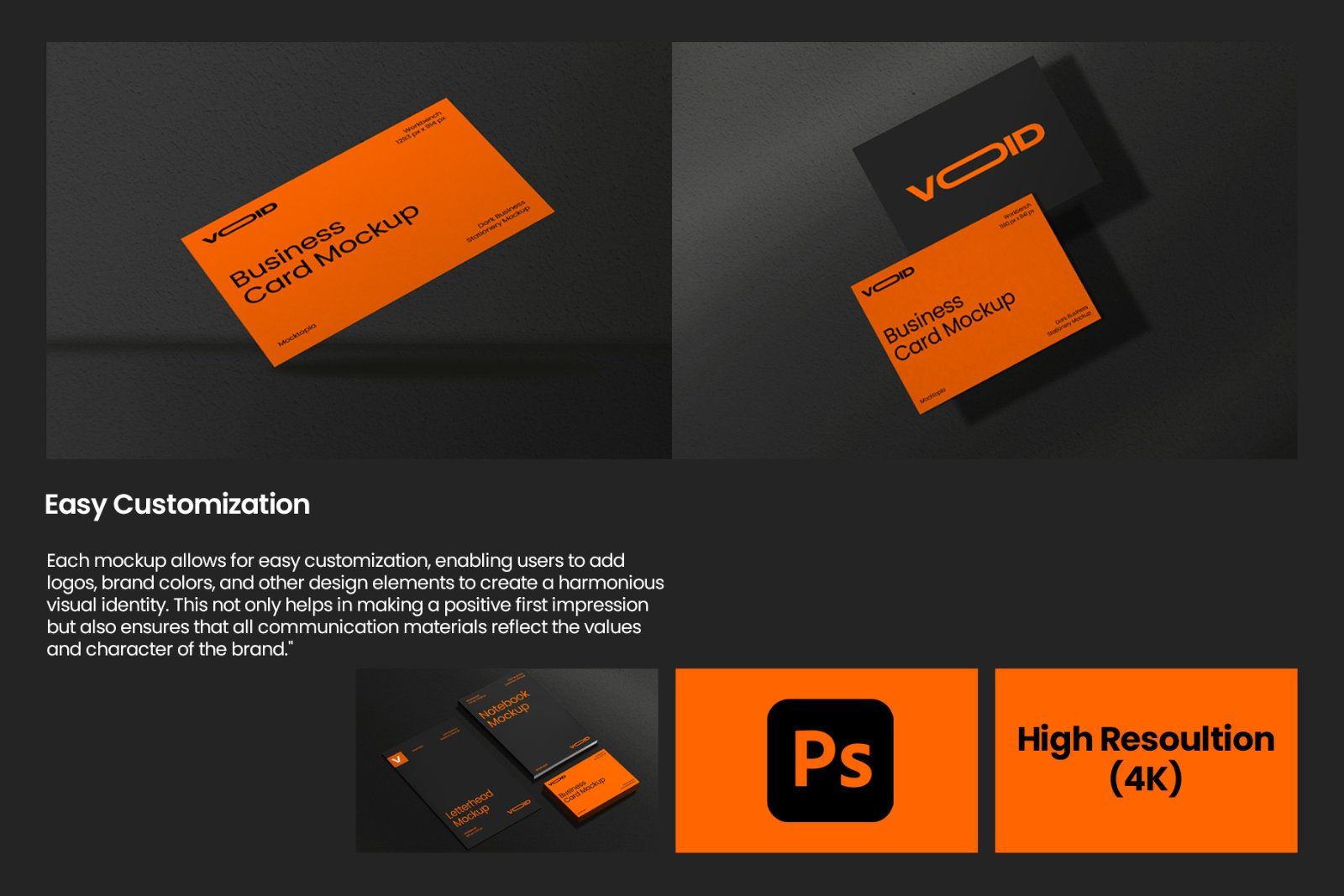 VOID Dark Stationery Mockup Bundle