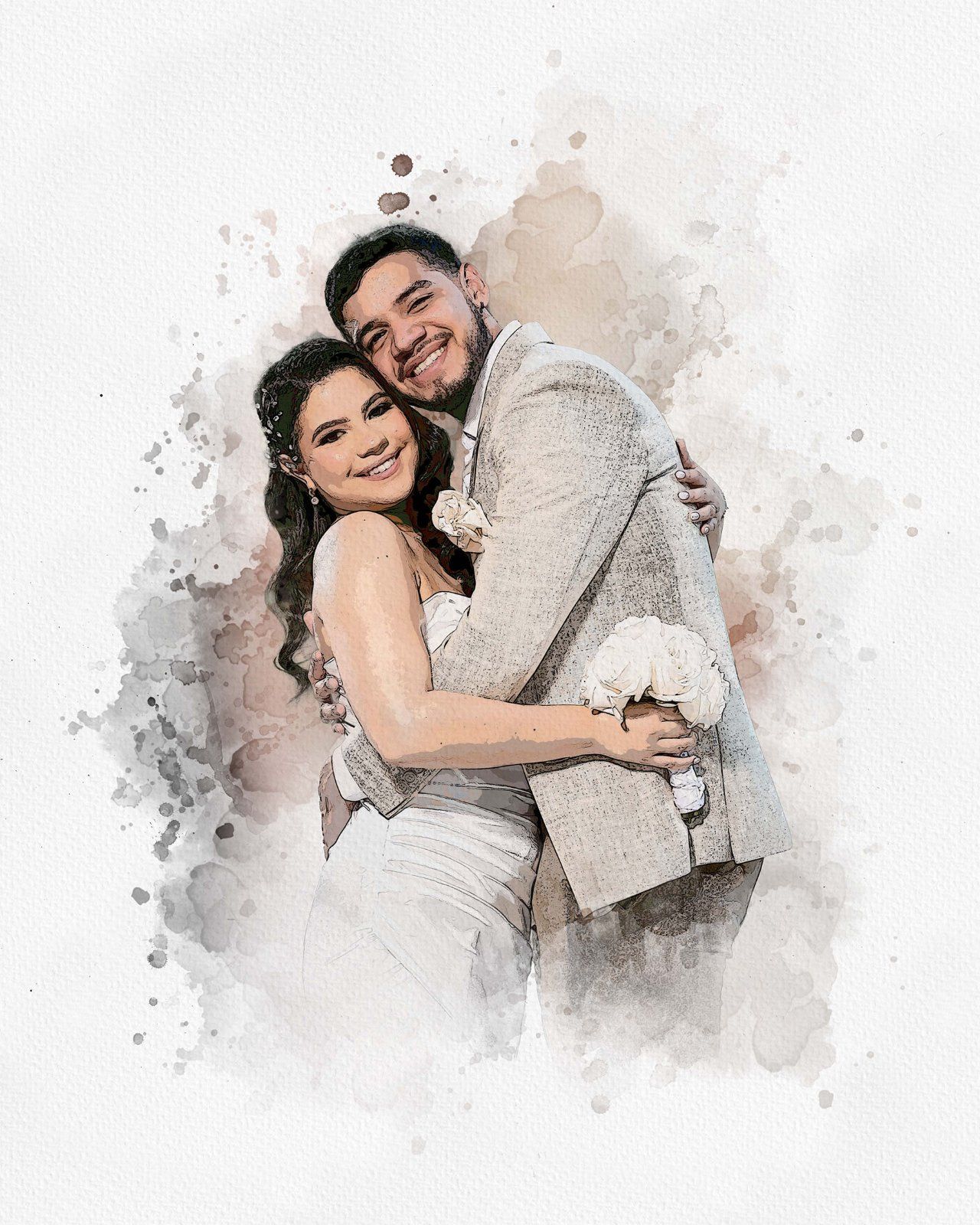 Wedding Watercolor Art Photo Effect