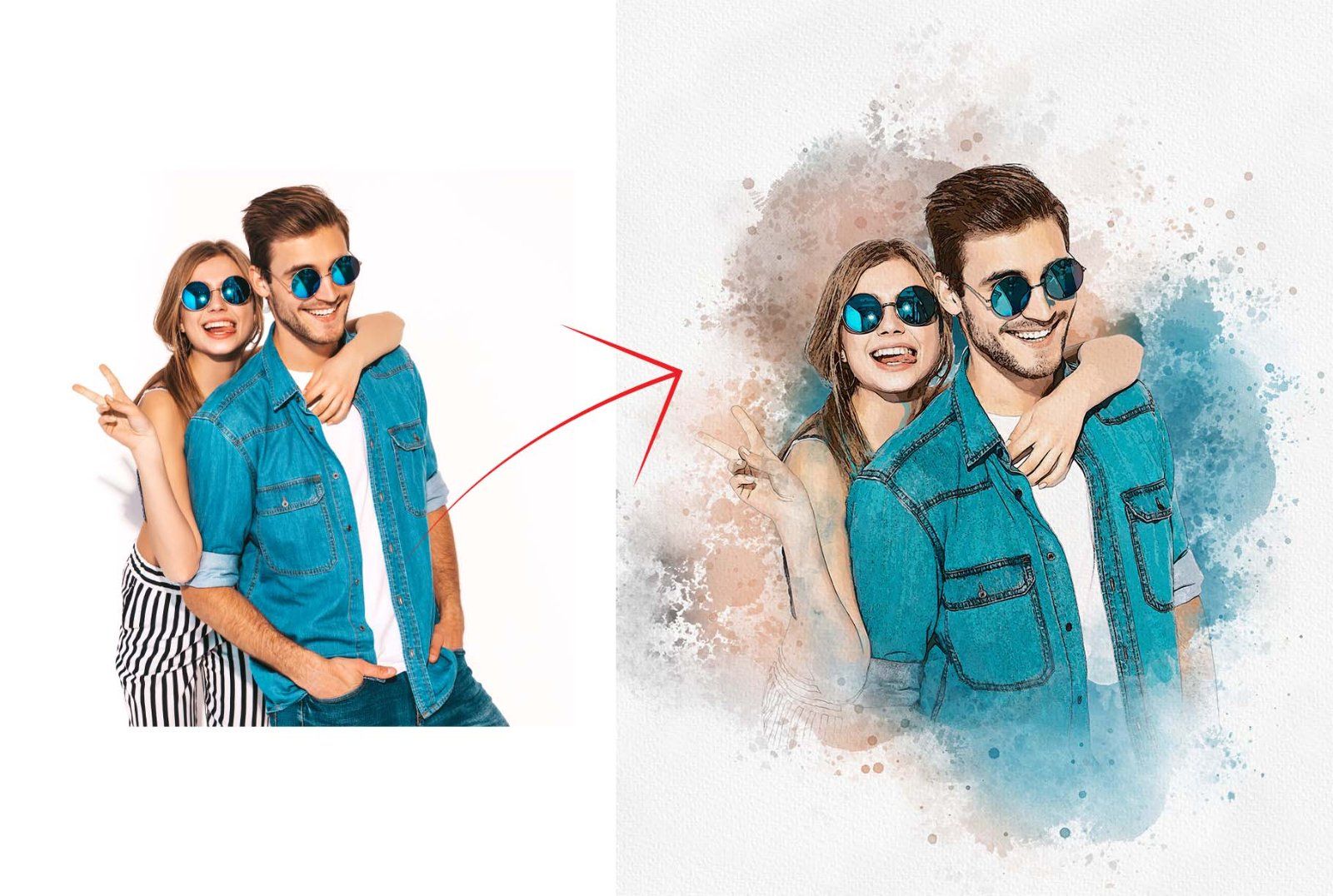 Wedding Watercolor Art Photo Effect