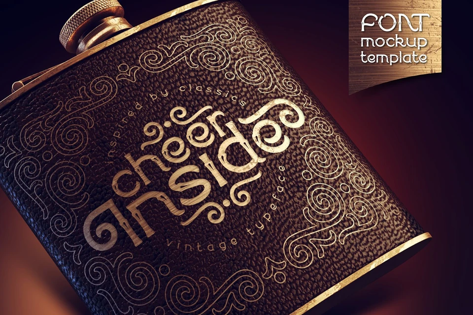 Cheer inside. Font, mockup, template