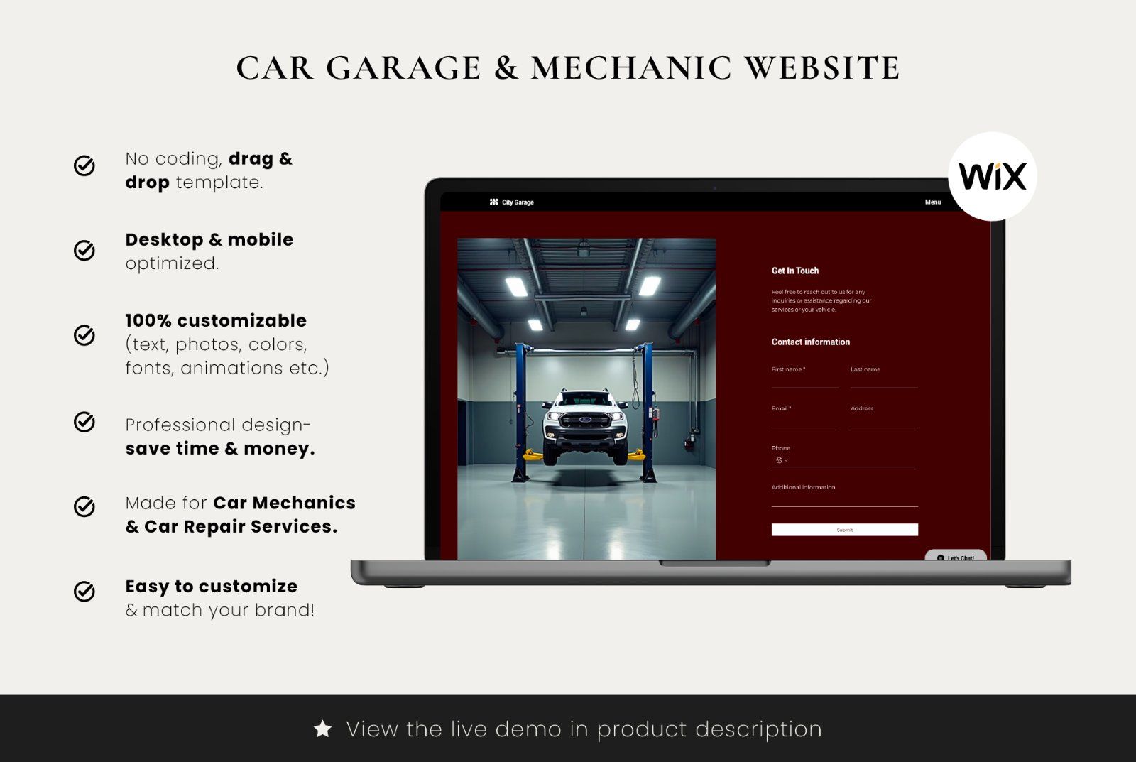 Wix Car Repair Website Template | Auto Mechanic Design
