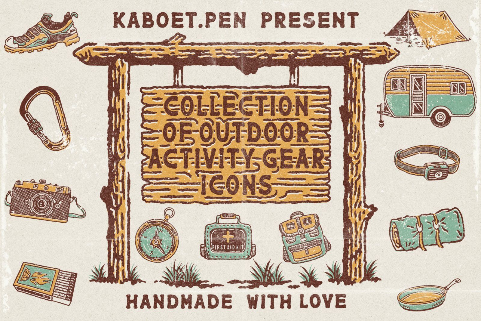 Vintage Outdoor Icon Pack — Hand Drawn Camping & Adventure Gear