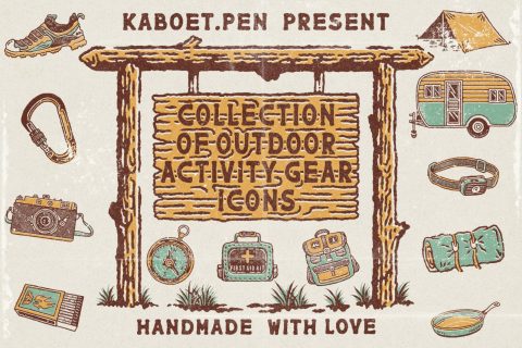 Vintage Outdoor Icon Pack — Hand Drawn Camping & Adventure Gear