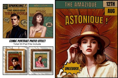Comic Portrait Photo Effect Template