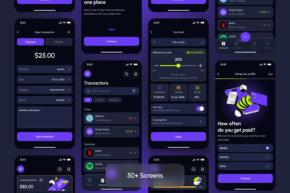 Finance App UI Kit & Fintech Illustration Pack