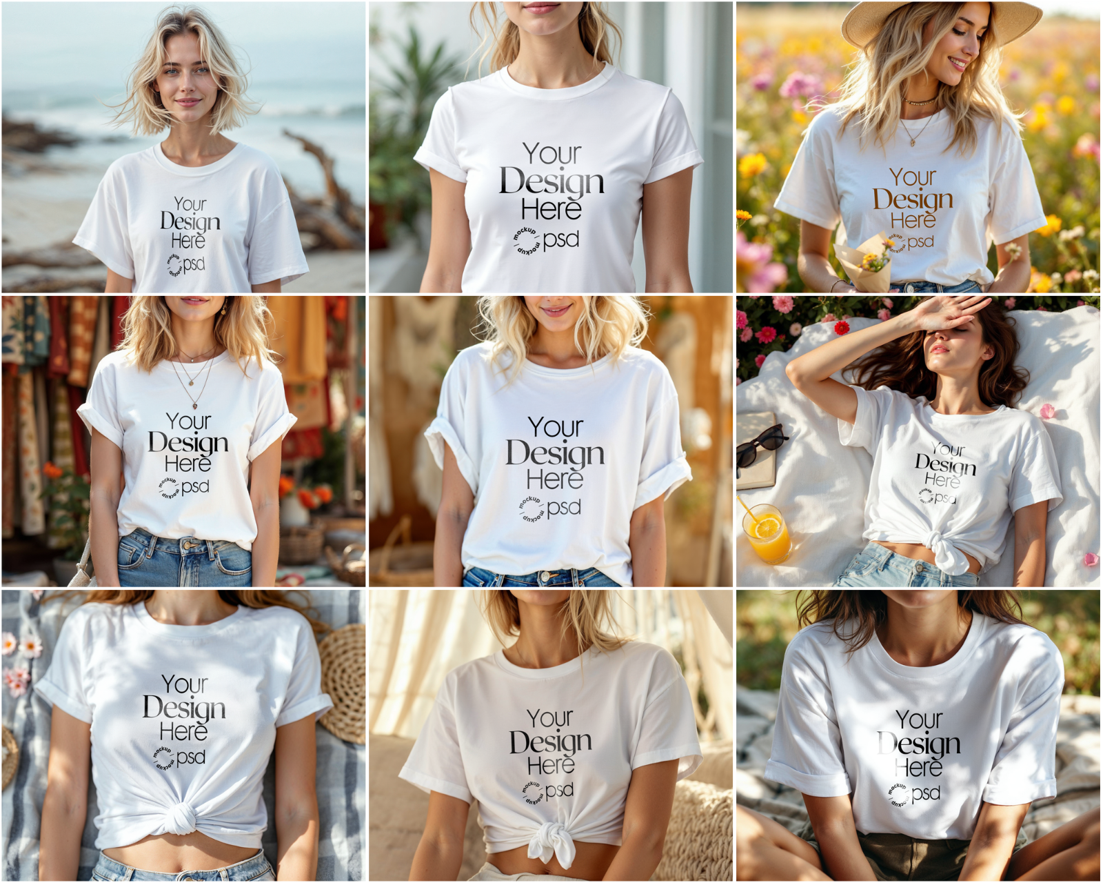 100 T-Shirt Mockup PSD Bundle – Gildan 64000 & Bella Canvas 3001 for Print on Demand