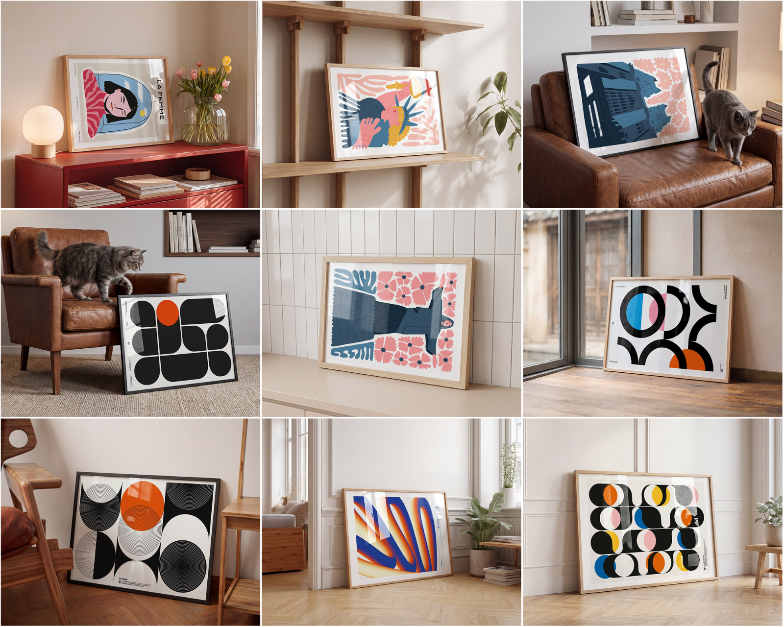 100 Horizontal Wall Frame Mockup Bundle, PSD Poster Mockups