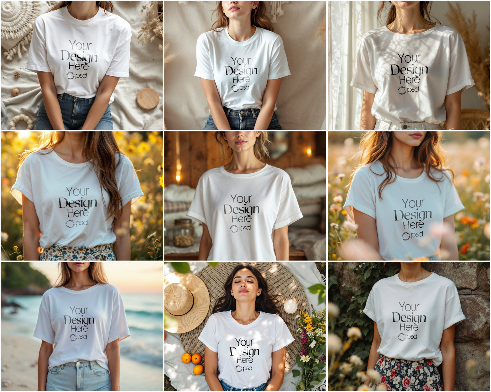 100 T-Shirt Mockup PSD Bundle – Gildan 64000 & Bella Canvas 3001 for Print on Demand
