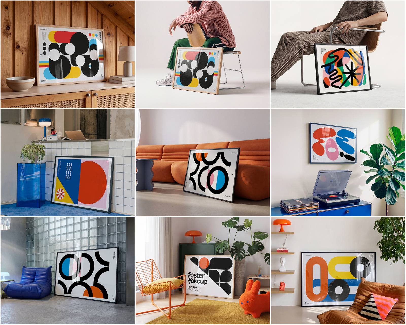 100 Horizontal Wall Frame Mockup Bundle, PSD Poster Mockups