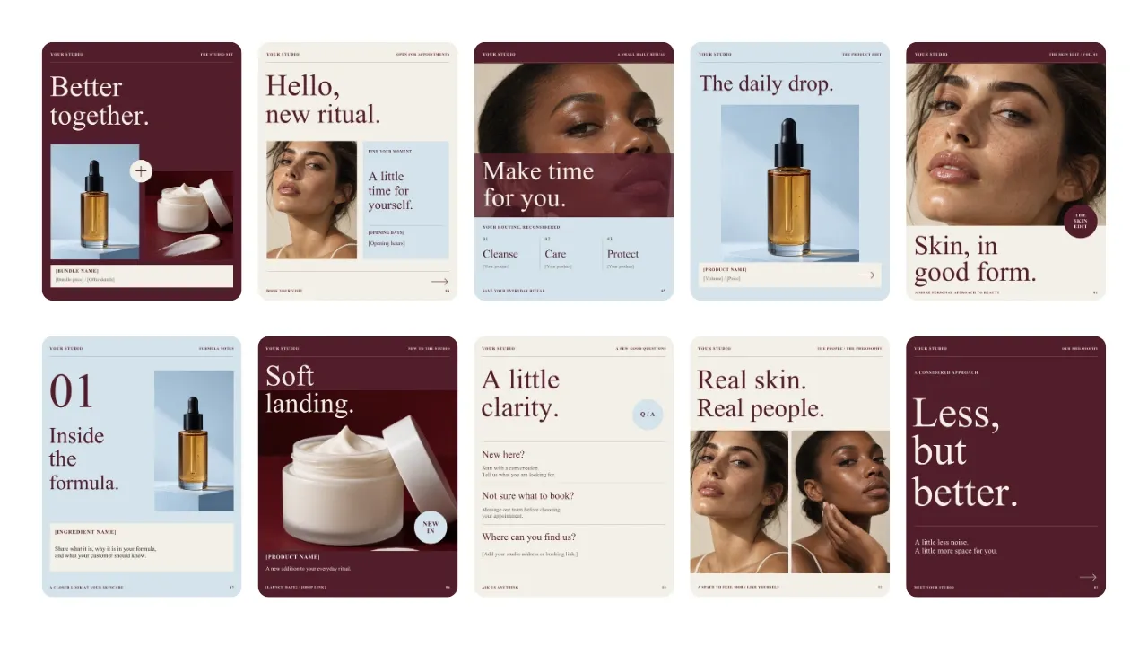 Minimalist Skincare Instagram Templates | 26 Posts & Stories Bundle (Digital Download) — image 6