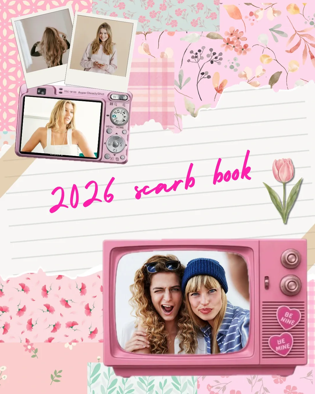 22 Editable Pink Scrapbook Canva Templates for Social Media — image 7