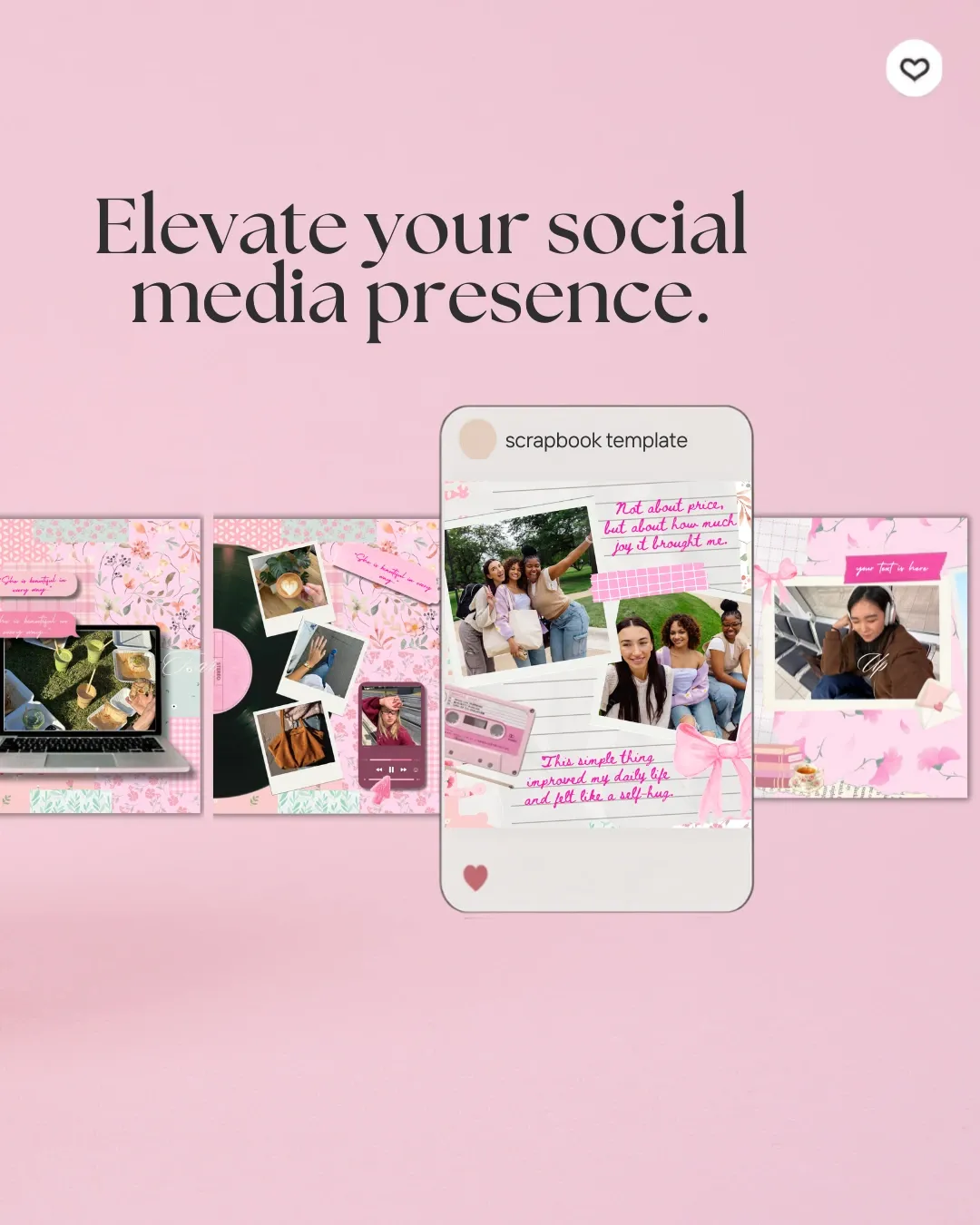 22 Editable Pink Scrapbook Canva Templates for Social Media — image 1