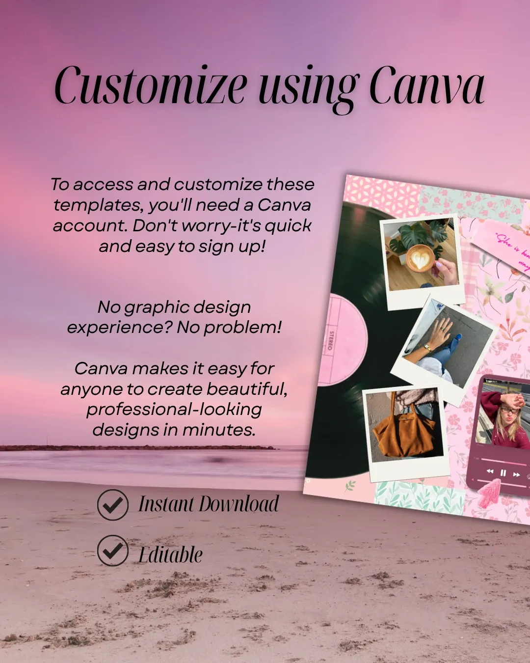 22 Editable Pink Scrapbook Canva Templates for Social Media — image 4