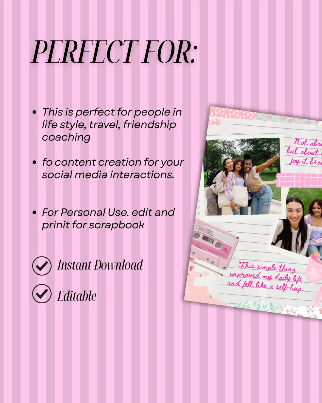 22 Editable Pink Scrapbook Canva Templates for Social Media — image 5