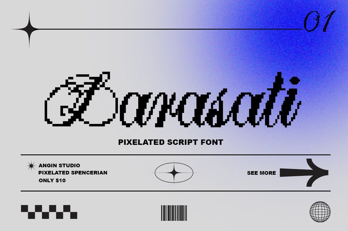 Larasati Pixelated Script Game Font — image 1